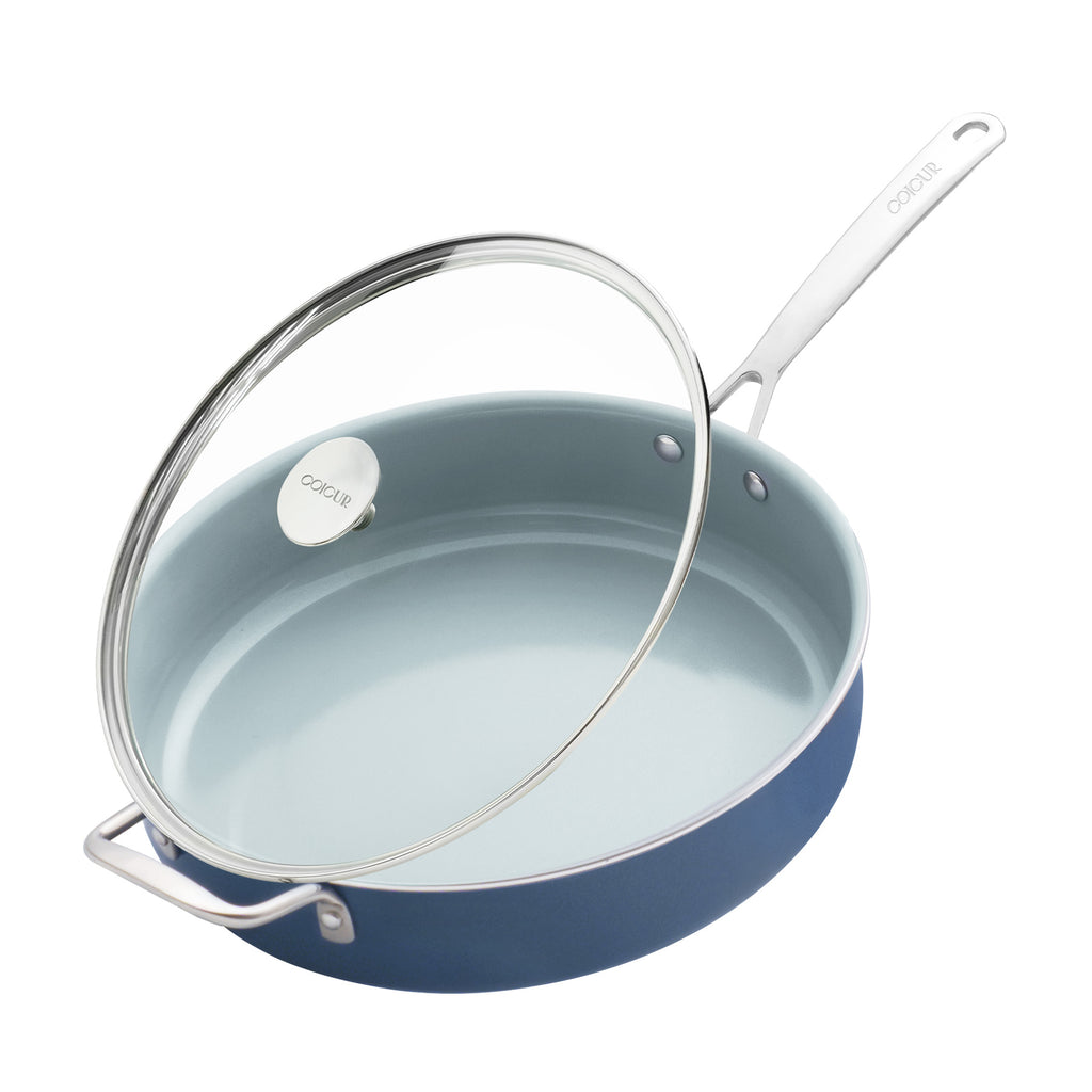Nonstick Sauté Pan with Lid 5 QT Deep Frying Pan with Stainless Steel