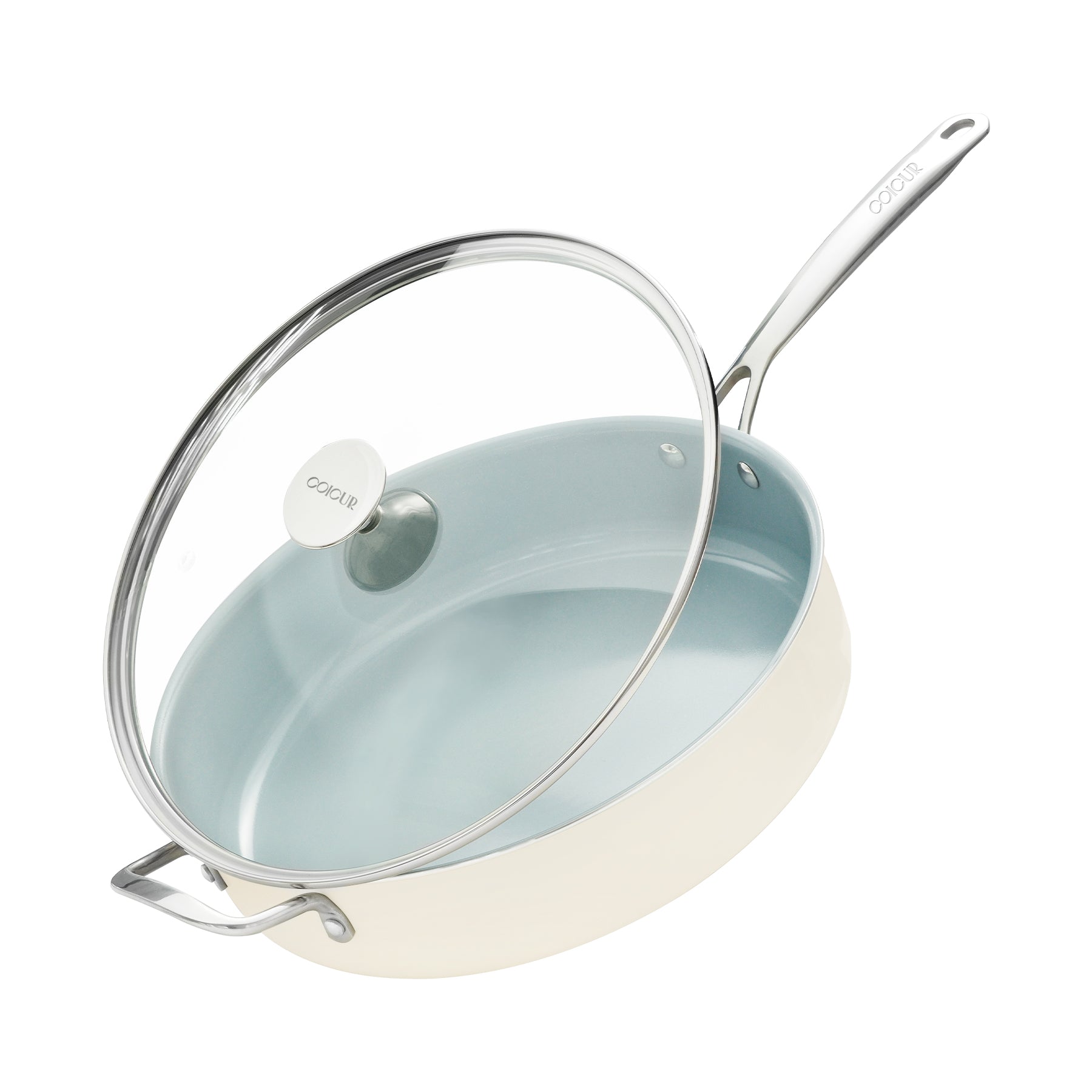 Nonstick Sauté Pan with Lid 5 QT Deep Frying Pan with Stainless Steel